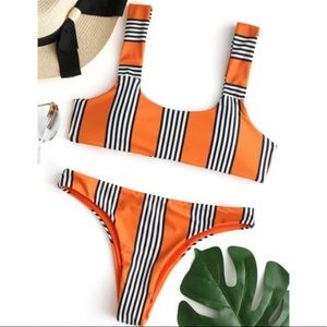 Zaful orange striped bikini | size small